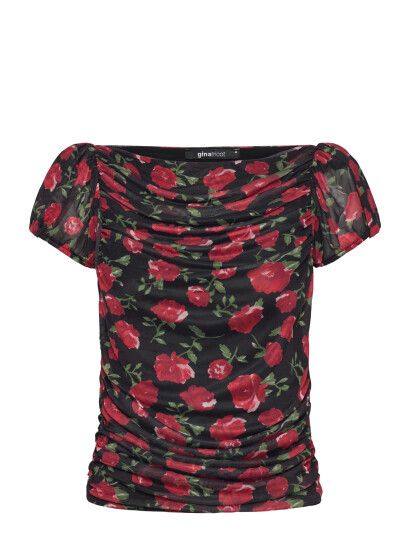 Gina Tricot Puff Sleeve Mesh Top Multi/patterned XS Gina Tricot Puff Sleeve Mesh Top Multi/patterned XS