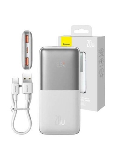 Baseus Bipow Pro 10000 Mah, 2Xusb Usb-C, 20W Hvit