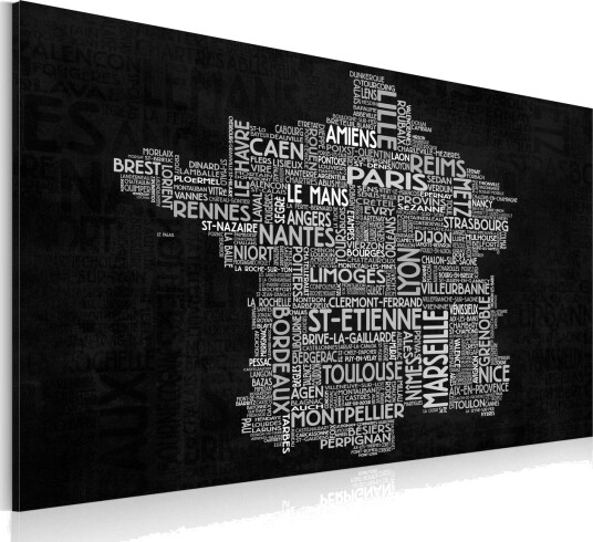 Bilde Text Map Of France On The Blackboard 60x40 Artgeist sp. z o. o.