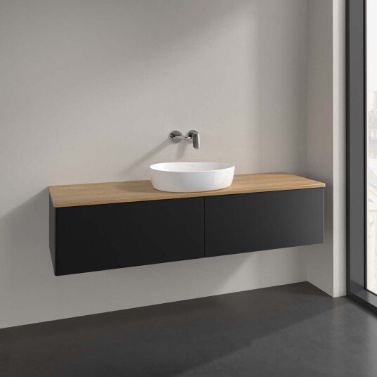 Villeroy & Boch Antao Servantskap med 2 skuffer 160x50x36 cm m/lys Sort Matt/Eik