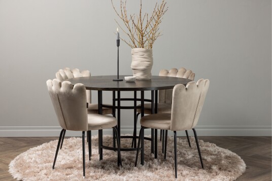 Venture Home Copenhagen Spisegruppe 115 cm Rund med 4 Limhamn Stoler Beige