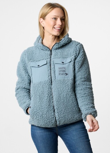 Nautic Experience Marstrand Stretch Pile Hood Jacket W Sea Green 42 Fleecetrøyer