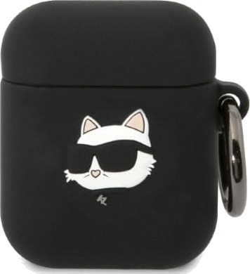 Karl Lagerfeld Veske Karl Lagerfeld Kla2runchk Apple Airpods 2/1 Deksel Svart/Svart Silikon Choupette Head 3D