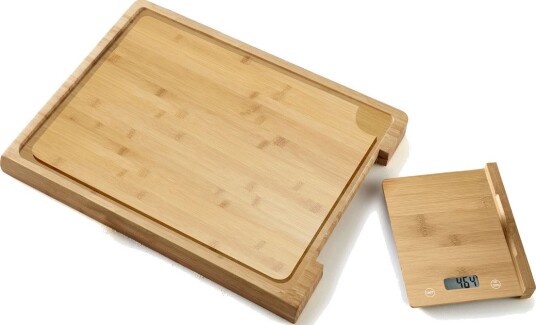 Platinet Skjærebrett med Kjøkkenvekt (280x228x35mm/5kg) Bambus