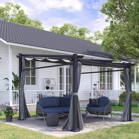 Vannavvisende pergola med solskjerm mørkegrå