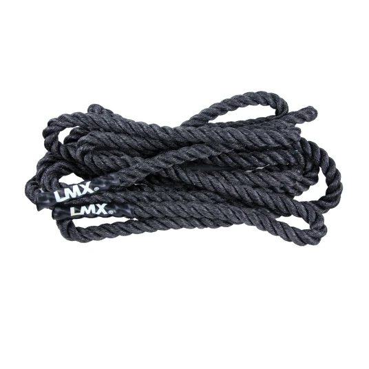 LMX. Battle Rope. Tau på 15 m. Laget av PP plast. Egnet for intensiv bruk. Svart. Tilgjengelig i 3 forskjellige tykkelser. LMX. Battle Rope. Tau på 15 m. Laget av PP plast. Egnet for intensiv bruk. Svart. Tilgjengelig i 3 forskjellige tykkelser.
