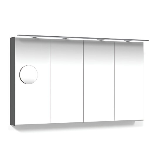 Macro Design Crown 4-dør Speilskap Rampe-belysning med Forstørrelsesspeil Antrasitt / 120cm