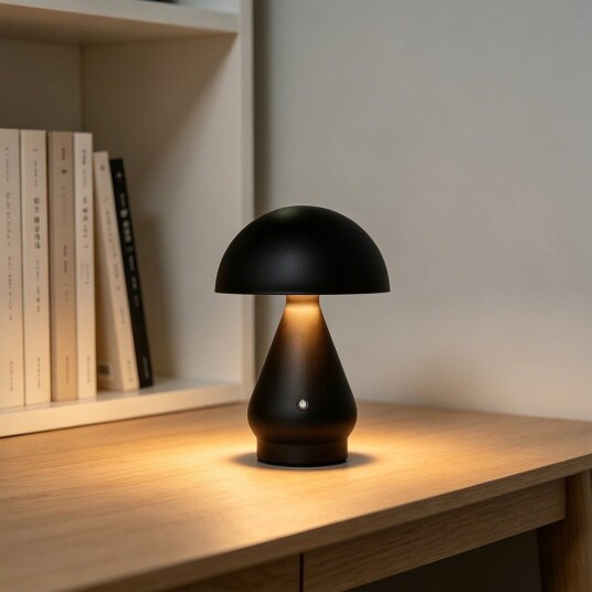 Oppladbar LED bordlampe   Sort Ø15cm 22cm høy touch dimbar 3 i 1 IP20 innendørs   Dimbar : Dimmer innebygd Kulør : 3 i 1