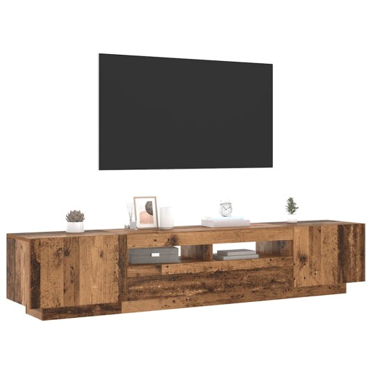 TV-benk med LED-lys gammelt tre 200x35x40 cm konstruert tre 8721158760593 TV-benk med LED-lys gammelt tre 200x35x40 cm konstruert tre 8721158760593