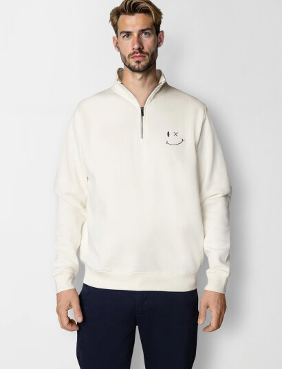 Clean Cut Copenhagen Patrick Half-Zip Sweatshirt - Beige - XXL