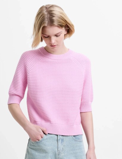 French Connection Lily Mozart Short Slv Jumper   Pink   L
