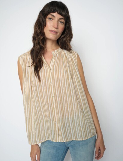 MOS MOSH Mmamelia Stripe Sl Blouse Beige S