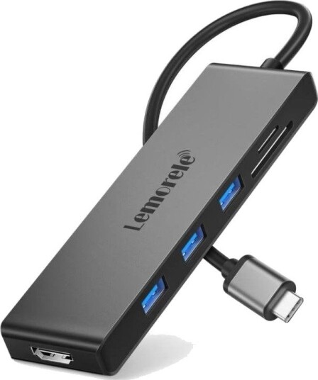 Lemorele TC23L 6-i-1 USB-C Hub med 4K HDMI, Gigabit Ethernet og 100W PD