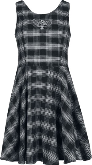 Black Premium by EMP Kort kjole   Pagan Roots Checked DresS til XXL   Damer   svart