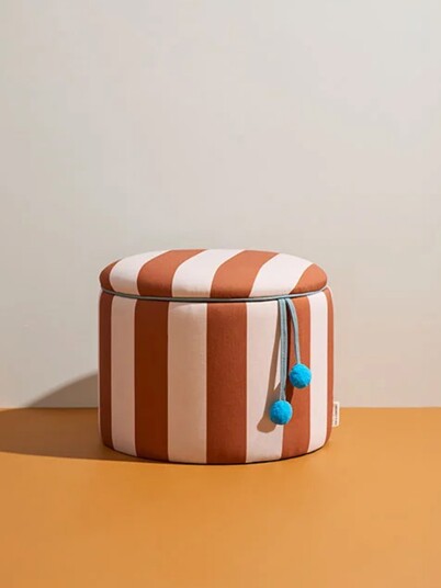 Kid"s Concept Pouffe Cylinder With Storage Brown   Brown   ONE SIZE