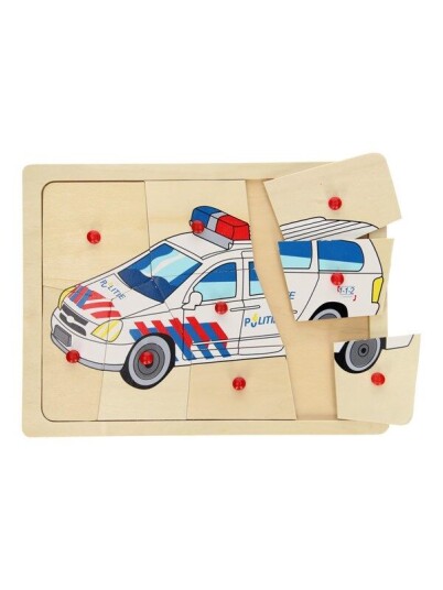Playwood Wooden Knob Puzzle Police 9 Pcs. Tre