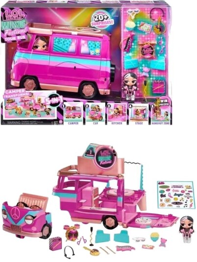 Lol Surprise Music Festival Tour Bus 5-I-1 Lekesett Med Heartbeatz B.B.