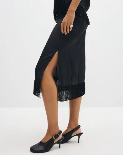 Pieces Svart Pcanne Mw Frill Midi Skirt Wvn D2D