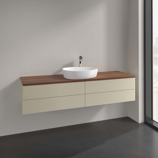 Villeroy & Boch Antao Servantskap med 4 skuffer 160x50x36 cm u/lys Grå Matt/Valnøtt Villeroy & Boch Antao Servantskap med 4 skuffer 160x50x36 cm u/lys Grå Matt/Valnøtt