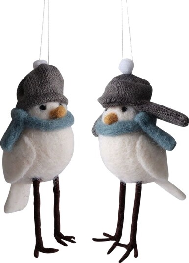 Seasons Vinterfugl Tovet Ull 13,5cm 2pk