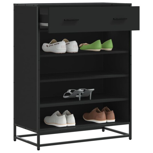 Skoskap svart 75x38x97,5 cm konstruert tre og metall 8721102923814 Skoskap svart 75x38x97,5 cm konstruert tre og metall 8721102923814