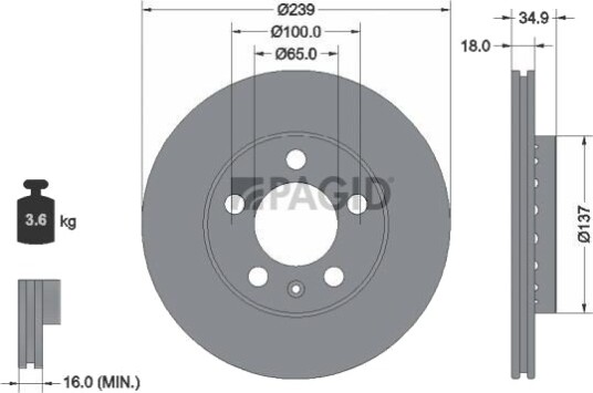 PAGID 50317NC Bremseskive PAGID 50317NC Bremseskive