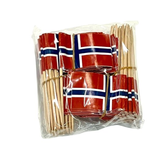 Norske Flagg På Trepinne Pk/50 
