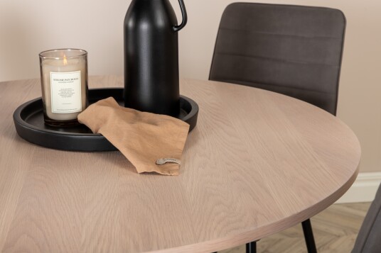 Venture Home Rundt Bianca spisebord med 4 stk vinduer Luksus Spisestol