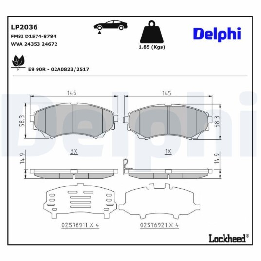 Bremseklosser DELPHI LP2036 Bremseklosser DELPHI LP2036