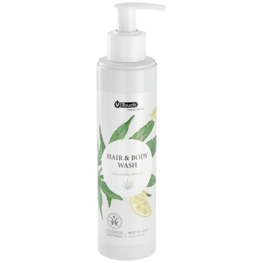 V Touch Hotell shampoo & dusjsåpe Fresh Relax i pumpedispenser; 240 ml; Gul; 6 Stykk / Forpakning