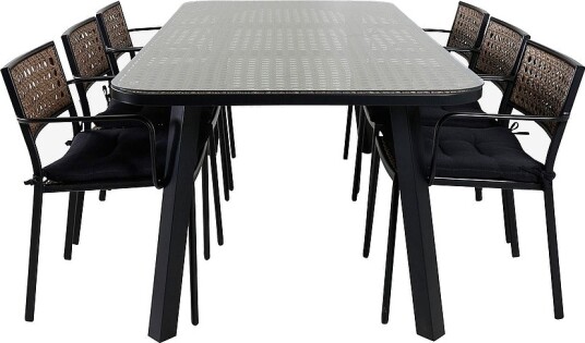 Venture Home Spisegruppe Paola med 6 spisestoler Paola Brun Venture Home Spisegruppe Paola med 6 spisestoler Paola Brun