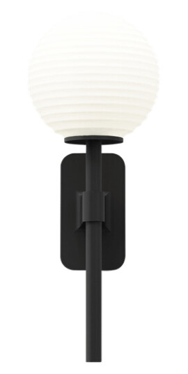 Astro Tacoma Single Vegglampe Matt Sort & Grooved Skjerm Opal