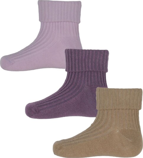 Minymo Baby Sock Rib (3 Pack) Purple 11-14 Minymo Baby Sock Rib (3 Pack) Purple 11-14