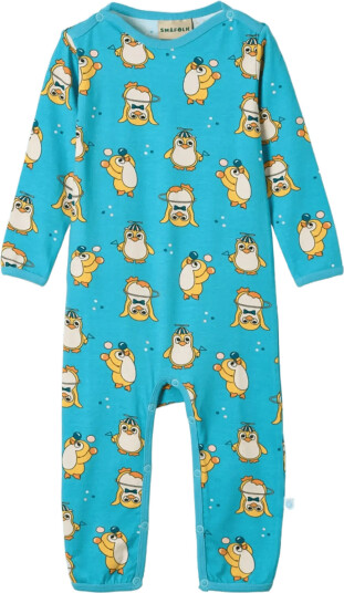 Småfolk Elstar Long Sleeved Baby Suit With Circus Penguins Blue 80
