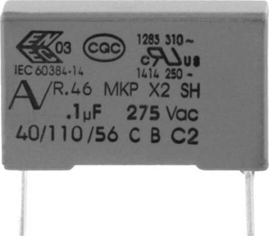 Kemet R46kr410000m1m+ Mkp Støyfjernerkondensator Radial 1 Μf 275 V 20 % 27.5 Mm L X B X H 32 X 11 X 20 Mm