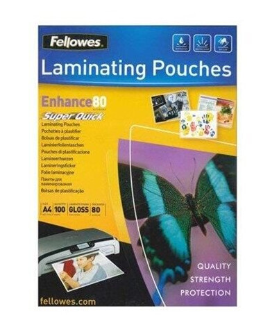 Fellowes Laminating Pouches SuperQuick Enhance 80 micron Fellowes Laminating Pouches SuperQuick Enhance 80 micron