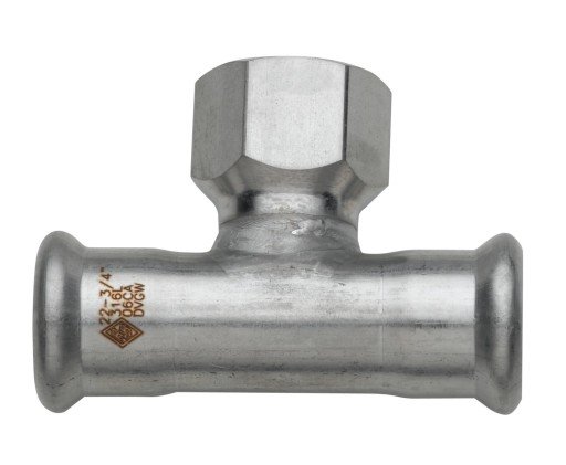 22 x 1/2" x 22 mm TURBO Inox tee-sokkel