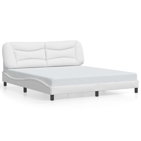 Sengeramme med LED-lys hvit 180x200 cm kunstig lær 8721012356641