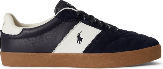 Polo Ralph Lauren Court Vulc Leather Suede Sneaker HUNTER NAVY/DECKW 44
