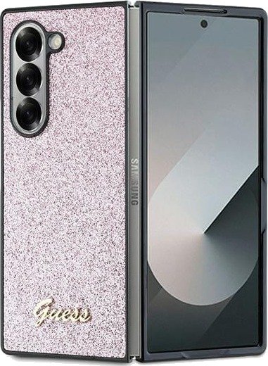 Guess 4G Glitter Script Etui til Samsung Galaxy Z Fold 6 - Rosa