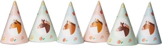 6 stk Partyhatter Hester Hester og Blomster 6 stk Partyhatter Hester Hester og Blomster