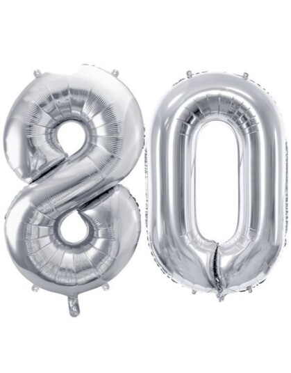 80 år ballonger 35 cm sølv