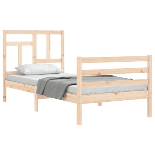 vidaXL Sengeramme med hodegavl 90x200 cm heltre