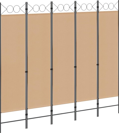 vidaXL 5-panel romdeler Beige 200 x 180 cm Stoff