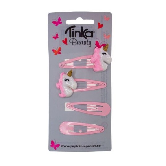 Hårklips Rosa Unicorn 4 Stk