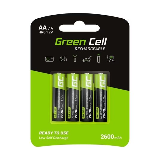 Green Cell 4x AA 2600mAh NiMH Oppladbare Batterier