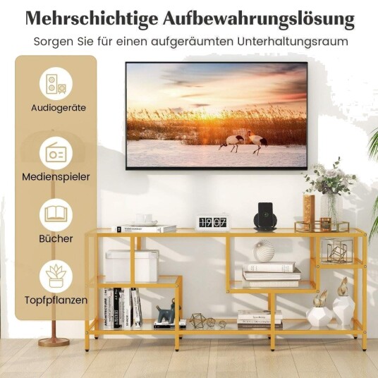 TV skap TV bord for TV opp til 65 tommer TV bord gull 147 x 40 x 62 cm