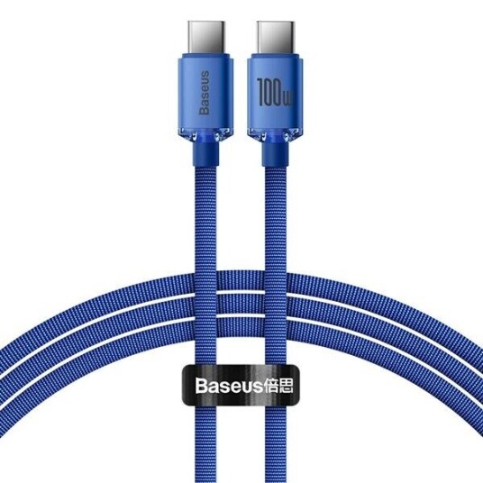 Baseus USB-C til USB-C 100W 1,2m Strømkabel Blå Baseus USB-C til USB-C 100W 1,2m Strømkabel Blå