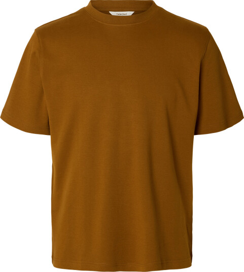 Selected Slmtaj Mid Wgt Peach Ss O Neck Tee Noos Brown L