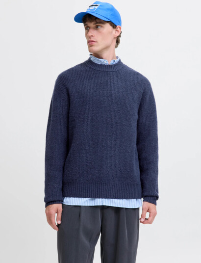 Jack & Jones Joryork Ollie Knit Crew Neck - Navy - M Jack & Jones Joryork Ollie Knit Crew Neck - Navy - M